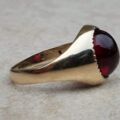 Bold Synthetic Ruby Cabochon Signet Ring in 9ct Gold, a UK M or a US 6 1/2.