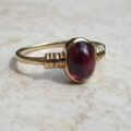 Garnet Cabochon Solitaire Ring in 9ct Gold, a UK H 1/2 or a US 4 1/4
