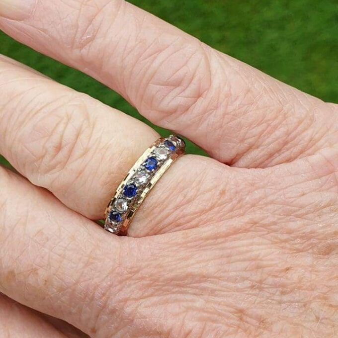 Synthetic Spinel Full Eternity Ring in 9ct Gold.