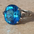 Swiss Blue Topaz Solitaire Ring in 9ct White Gold,  a UK N 1/2 or a US 7 1/4.