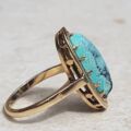 Quirky Vintage Turquoise Navette Ring in 9ct Gold, a UK J 1/2 or a US 5 1/4.