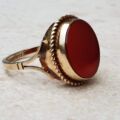 Bold Carnelian Solitaire Ring in 9ct Gold, a UK L 1/2 or a US 6 1/4.