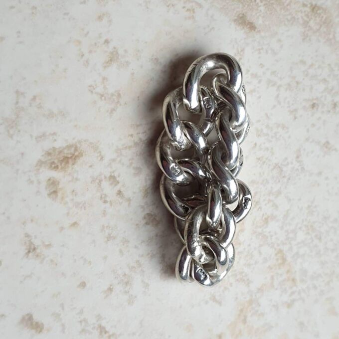 Antique Silver Curb Chain Link Ring, a UK N 1/2 or a US 7 1/4