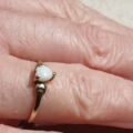 Dainty Heart Shaped Opal Ring in 9ct Gold,  a UK M 1/2 or a US 6 1/2.