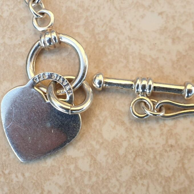 Fancy Link T Bar Necklace in Sterling Silver