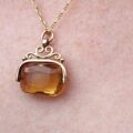 Antique Edwardian Citrine Spinning Fob in 9ct Gold