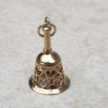Ornate Heart Patterned Ringing Bell Pendant in 9ct Gold.
