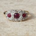 Trilogy Ruby and Diamond Ring in 18ct Gold,  a UK H 1/2 or a US 4 1/4.