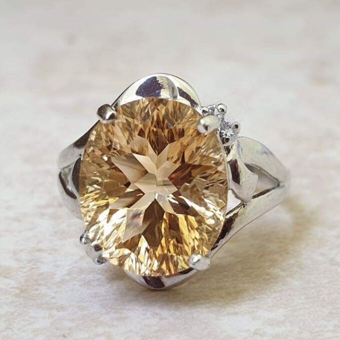 Big Fancy Citrine in 9ct White Gold.