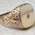 Big Ornate Signet Ring in 9ct Gold, a UK size V or a US 11.