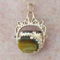 Three Stone Spinner Fob Pendant in 9ct Gold