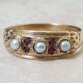 Pearl and Ruby Ring in 9ct Gold, a UK N 1/2 or a US 7 1/4.