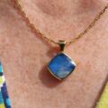 Blue Moonstone Cushion Pendant in 9ct Gold