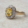 Yellow and White Topaz Cluster Ring in 9ct Gold,  a UK J  or a US 5.