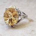 Big Fancy Citrine in 9ct White Gold.