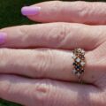 Intricate Multi Stone Opal and Sapphire Ring in 9ct Gold, a UK O or a US 7 1/4.
