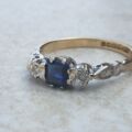 Square Princess Sapphire and Diamond Ring in 18ct Gold, a UK L 1/2 or a US 6 1/4