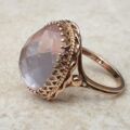 Reserved – Pink Rose Quartz Solitaire in 9ct Rose Gold, a UK M or a US 6 1/2