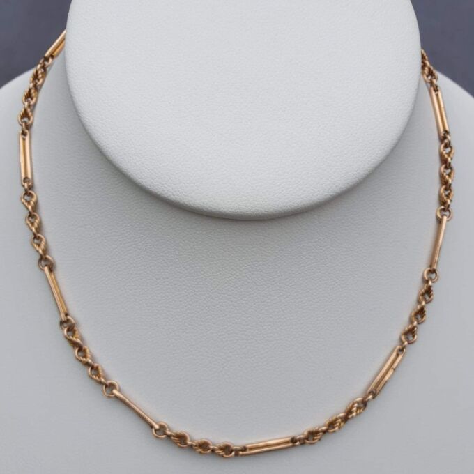 Fancy Link Chain with Dog Clip in 9ct Rose Gold