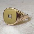 Heavy Diamond Set Signet Ring in 9ct Gold,  a UK S or a US 9 1/4.