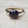 Sale – Fabulous Violet Paste Solitaire 9ct Gold Ring, a UK N 1/2 or a US 7 1/4.