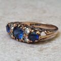 Synthetic Sapphire Gypsy Ring in 9ct Gold.