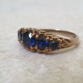 Vibrant Blue Five Stone Synthetic Sapphire Ring in 9ct Gold, a UK N or a US 7.