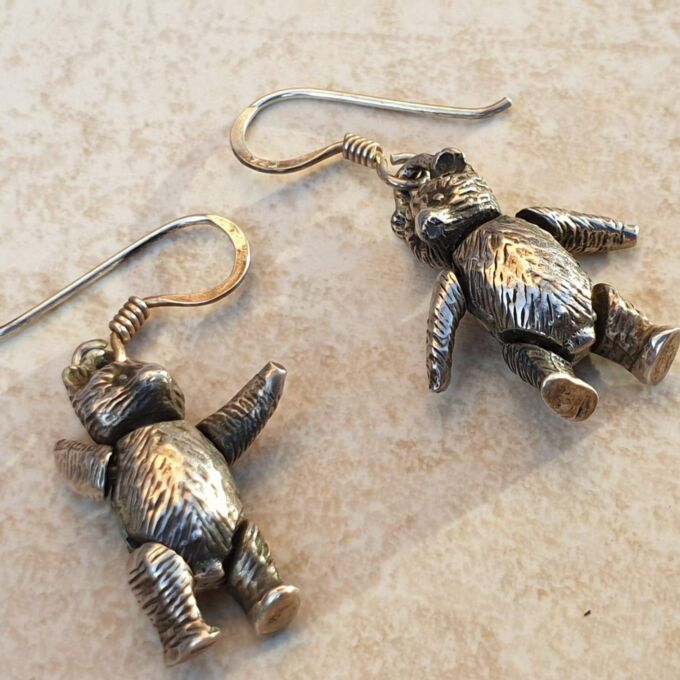 Sterling Silver Teddy Bear Earrings
