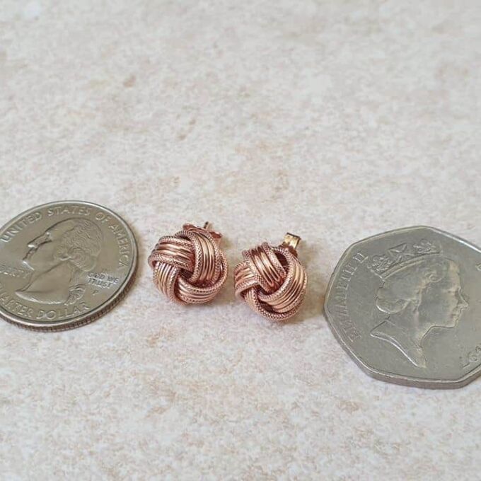 Knot Design Stud Earrings in 9ct Rose Gold