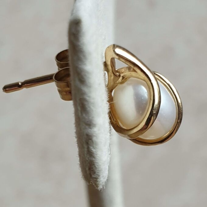 Pearl Caged Earrings in 9ct Gold