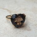 Romantic Heart Cut Smoky Quartz Ring in 9ct Gold, a UK P 1/2 or a US 8 1/4.