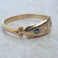 Sapphire and Diamond Three Stone Ring in 18ct Gold, a UK K or a US 5 1/2