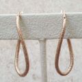 Textured Curved Oval Hoop Earrings in 9ct Rose Gold