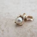 Tiny Faux Pearl Eagle Claw Pendant Charm in 9ct Gold