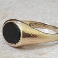 East West Oval Onyx Signet Ring in 9ct Gold.