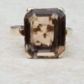 Smoky Quartz Solitaire Ring in 9ct Gold
