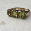 Peridot Three Stone Ring in 9ct Gold.