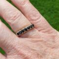 Seven Stone Dark Sapphire Band Ring in 9ct Gold