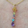 Reserved – Multi Stone Rainbow Drop Pendant in 9ct Gold