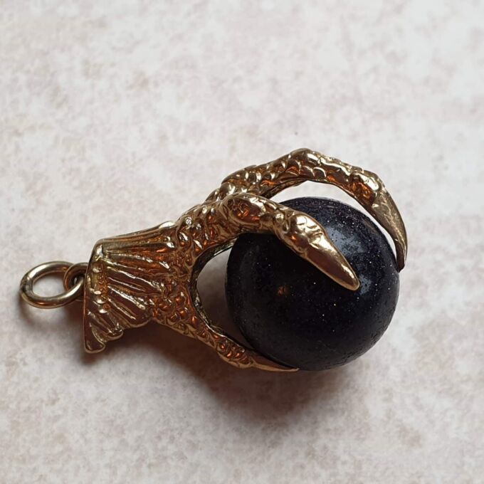 Goldstone Ball Eagle Talon Pendant in 9ct Gold