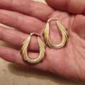 Oval Swag Design Drop Hoop Earrings in 9ct Gold