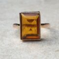 Citrine Coloured Paste Solitaire Ring in 9ct Gold, a UK O or a US 7 1/4