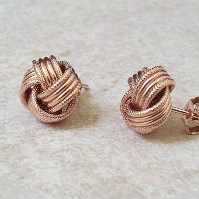 Knot Design Stud Earrings in 9ct Rose Gold