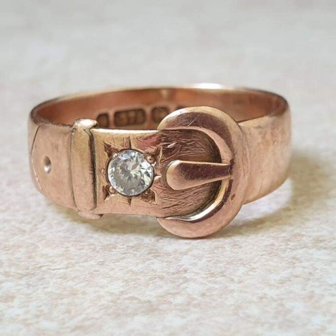 Antique Buckle Ring in 9ct Rose Gold.