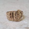 Ornate Wide Buckle Ring in 9ct Gold.