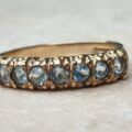Blue Paste Half Eternity Stacking Band in 9ct Gold,  a UK M 1/2 or a US 6 3/4.