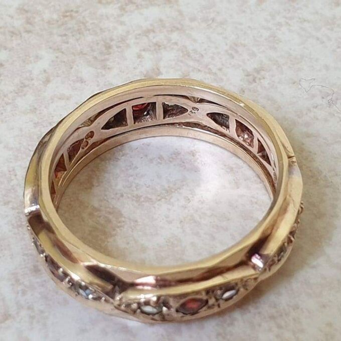 Garnet and Spinel Full Eternity Ring in 9ct Gold