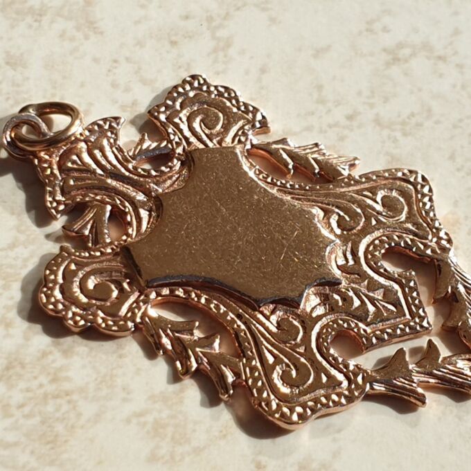 Vintage Ornate Medallion Pendant in 9ct Rose Gold