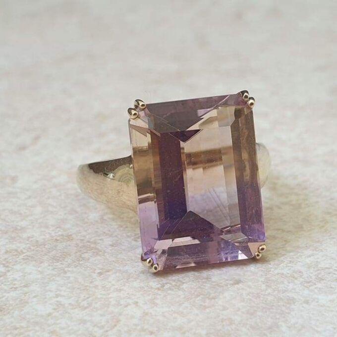 Ametrine Solitaire Ring in 9ct Gold, a UK O 1/2 or a US 7 1/2