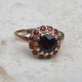 Garnet Cluster Ring in 9ct Gold, a UK K 1/2 or a US 5 1/2